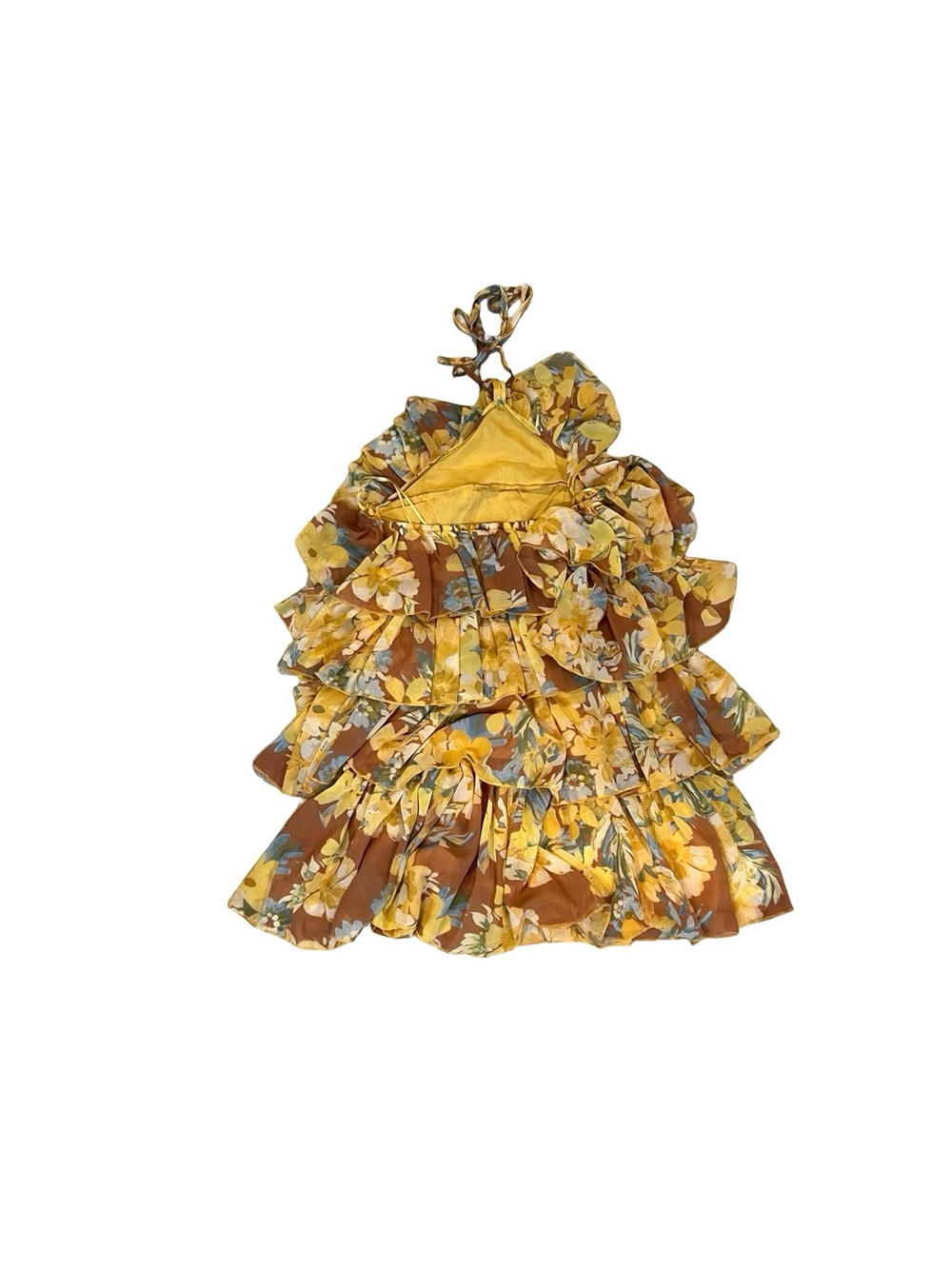 Shop Neighbor Floral Tiered Ruffle Halter Mini Dress Size Small Cottagecore Boho - Picture 3 of 3